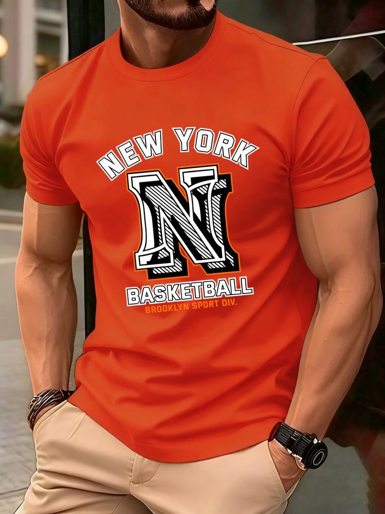 New York Brooklyn Basketball Print T Shirt Men Summer AllMatch Streetwear Trendy ONeck Clothes Cotton Oversized Man TShirts