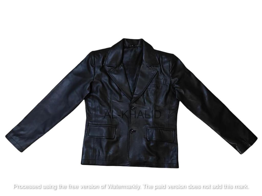 AL KHALID NY Herr Svart Läderblazer 100% Äkta Lammskinn Stilfull Slim Fit Kappa Blazer