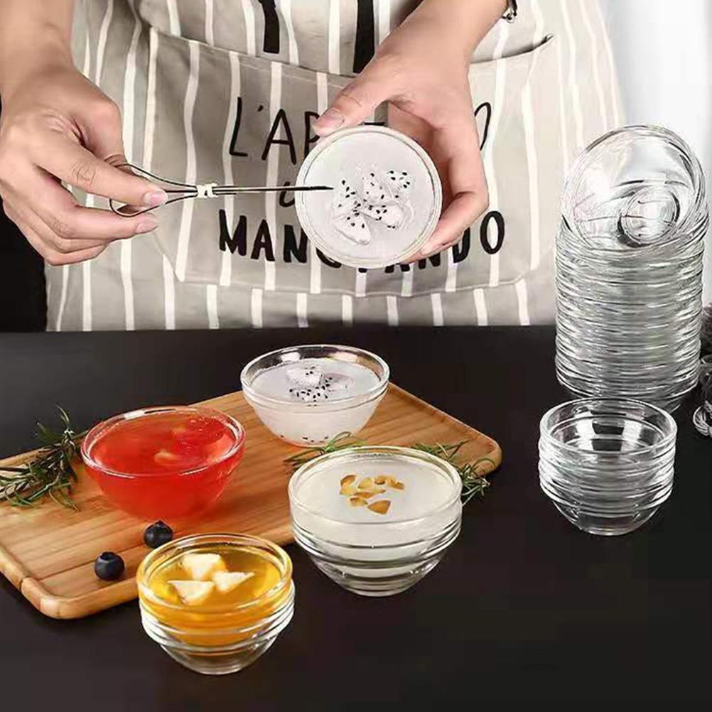 6 Pcs Dessert Cups Bozai Cake Bowl Salad Serving Utensils Pudding Bowls Transparent Glass Stacked Food Containers with Lids
