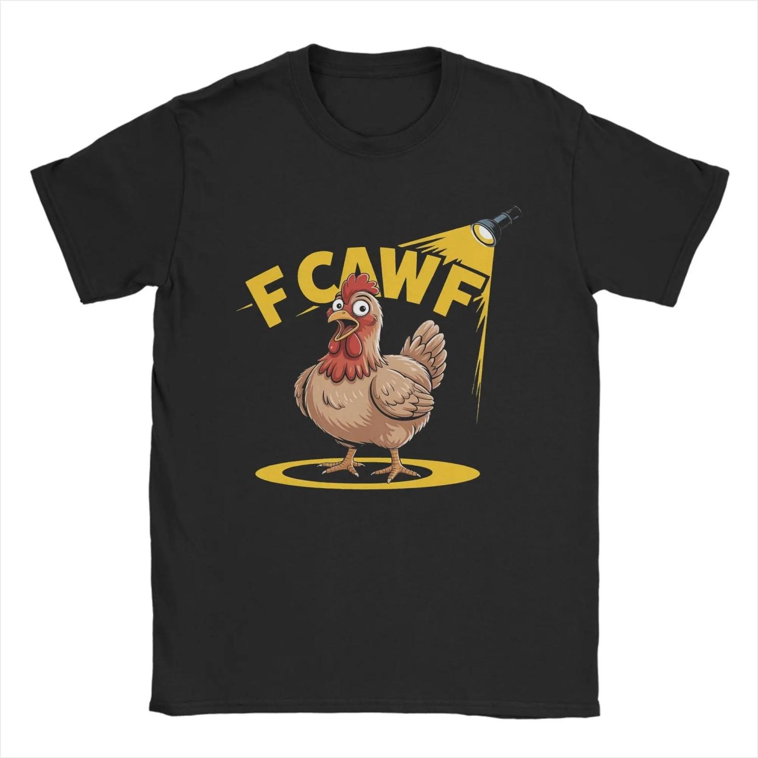 

Oversized T Shirt Summer Funny F-Caw-F Chicken Meme Hippie T-Shirts 100% Cotton Tshirt for Awesome Printed Short Sleeve Tees S чёрный