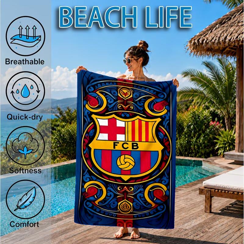 Fcb Team Football Club Beach Towel, Microfiber Beach Towel, Perfect For Pool, Beach, Travel, Home Decor Beach Party Fan Gifts