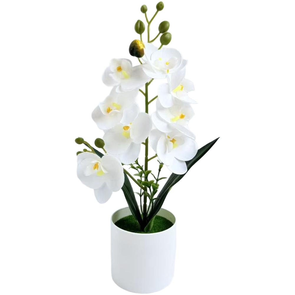 Artificial Orchid In Clean-Line Round Pot for Residential Commercial Indoor Decor For Home Office Cafe Setting