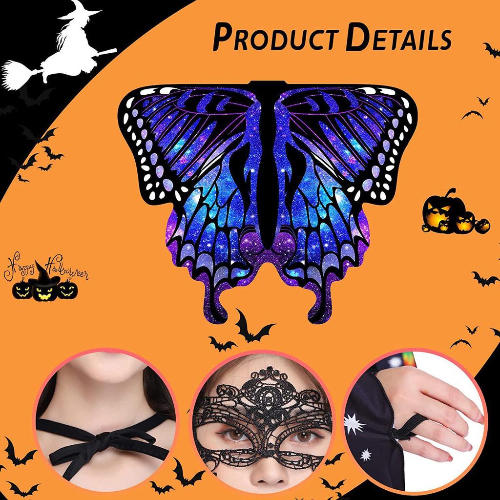 Rotating Butterfly Shawl: Halloween Belly Dance Gradient Wings Cloak