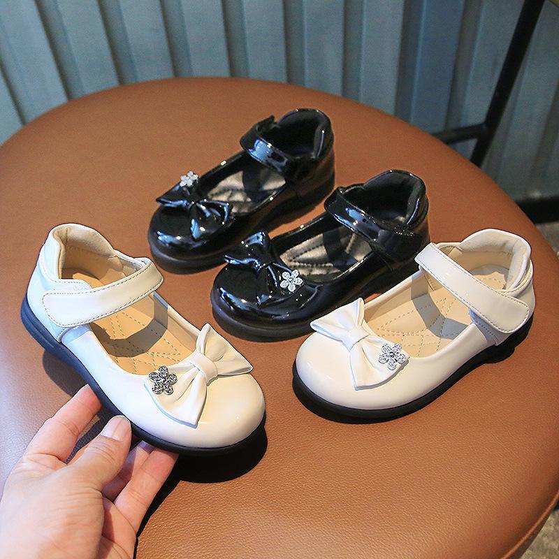 

Girls Shoes Children S Leather Shoes New British Style Soft Leather Soft Sole Baby Single Shoes Black Princess Shoes 26 белый