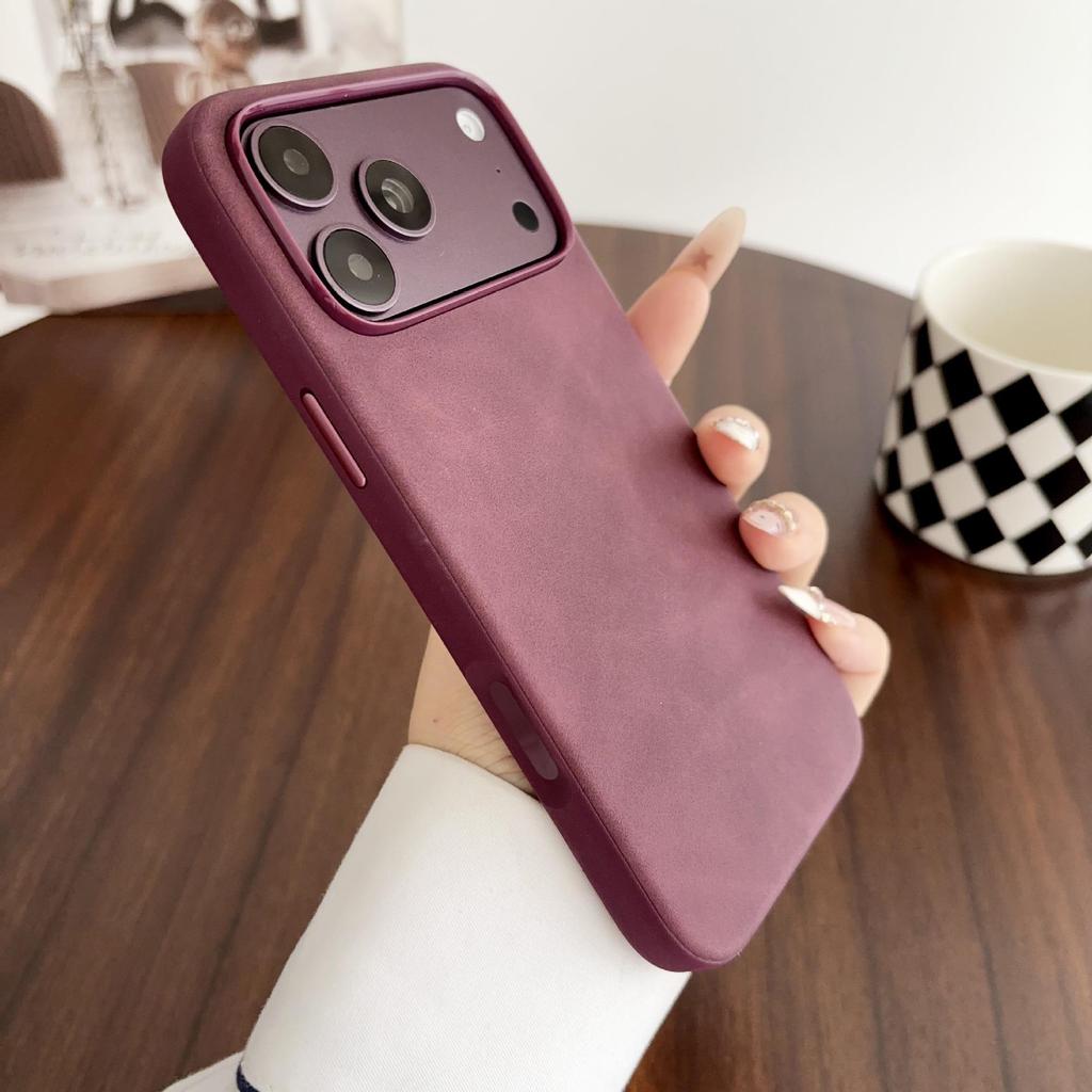 Leather Phone Case for Apple iPhone 18 Pro Max & iPhone 17, Suede Finish for 16 Pro