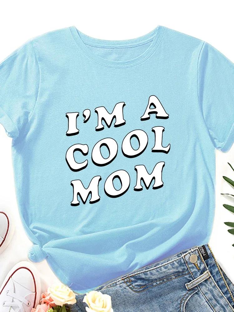 

Я крутая мама Принт буквами Женская футболка с коротким рукавом и круглым вырезом Свободная Женская футболка Женская футболка Топы Одежда Camisetas Mujer XXXL небесно-голубой