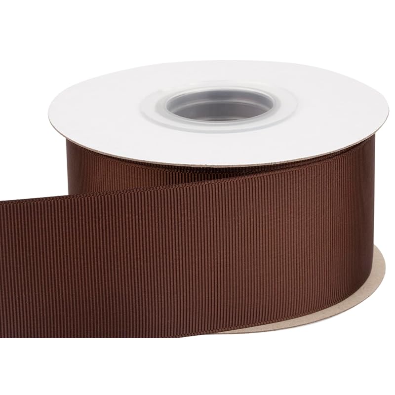 [Tekdeere]Width 50mm Solid Brown Grosgrain Ribbon, Perfect for Gift Wrapping, Sewing, Hair Accessories, Wedding Decorations - 22 Meters/roll