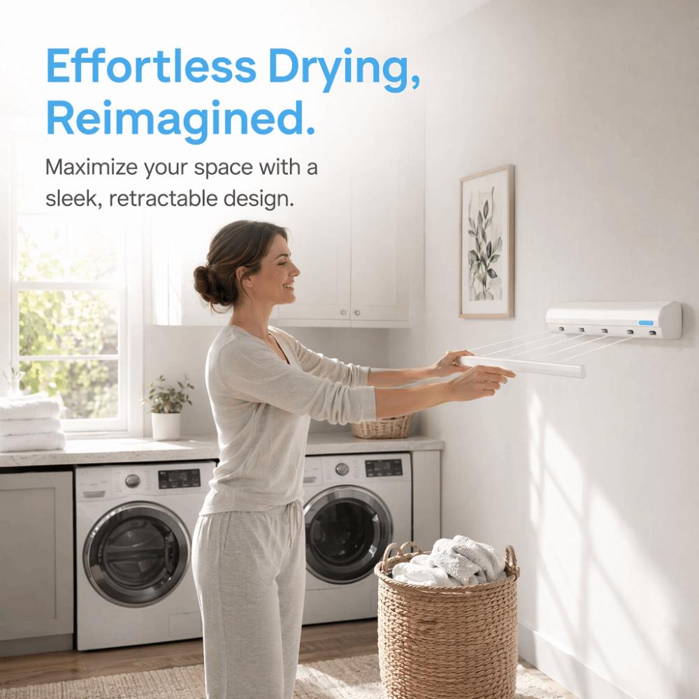 Punch Installation Telescopic Drying Rack Laundry Drying Line Balcony Bathroom Laundry Room