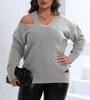 Women's Plus Size Off-the-Shoulder Knit V-Neck Sweater - Autumn & Winter Collection