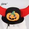 Pumpkin Applique Pet Hat Halloween Bat Hat, Red Horn Cat Funny Wings Felt for Cats Small And Medium Dogs