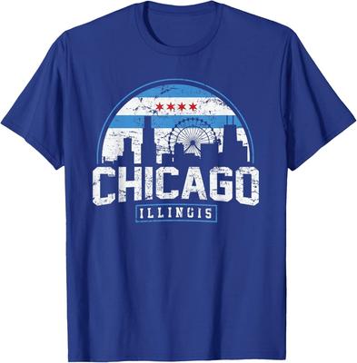 Chicago Illinois Flagge T-Shirts Vintage Skyline Shirt Herren Damen T-Shirt