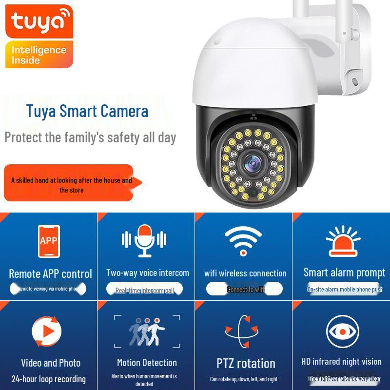 Tuya Outdoor WiFi HD Camera IP66 Waterproof Wireless Night Vision PTZ Camera
