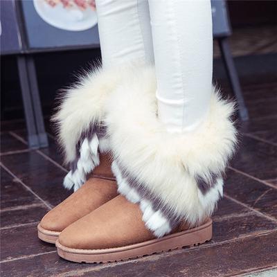 Zimní sněhule z imitace liščí kožešiny králičí kožešiny Dámské boty Martin Boots Plus Velvet Martin Boots