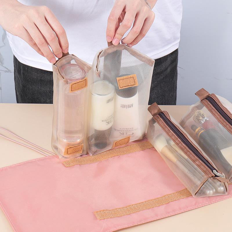 4-in-1 Detachable Makeup Bag: Multifunctional, Foldable, Minimalist Travel Cosmetic & Toiletry Organizer for Women