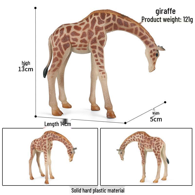 Wild Safari Animal Figurines: Giraffe, Elephant, Rhinoceros, Brown Bear, Tiger, Lion, Leopard, Hippopotamus - Solid Cognitive Toys