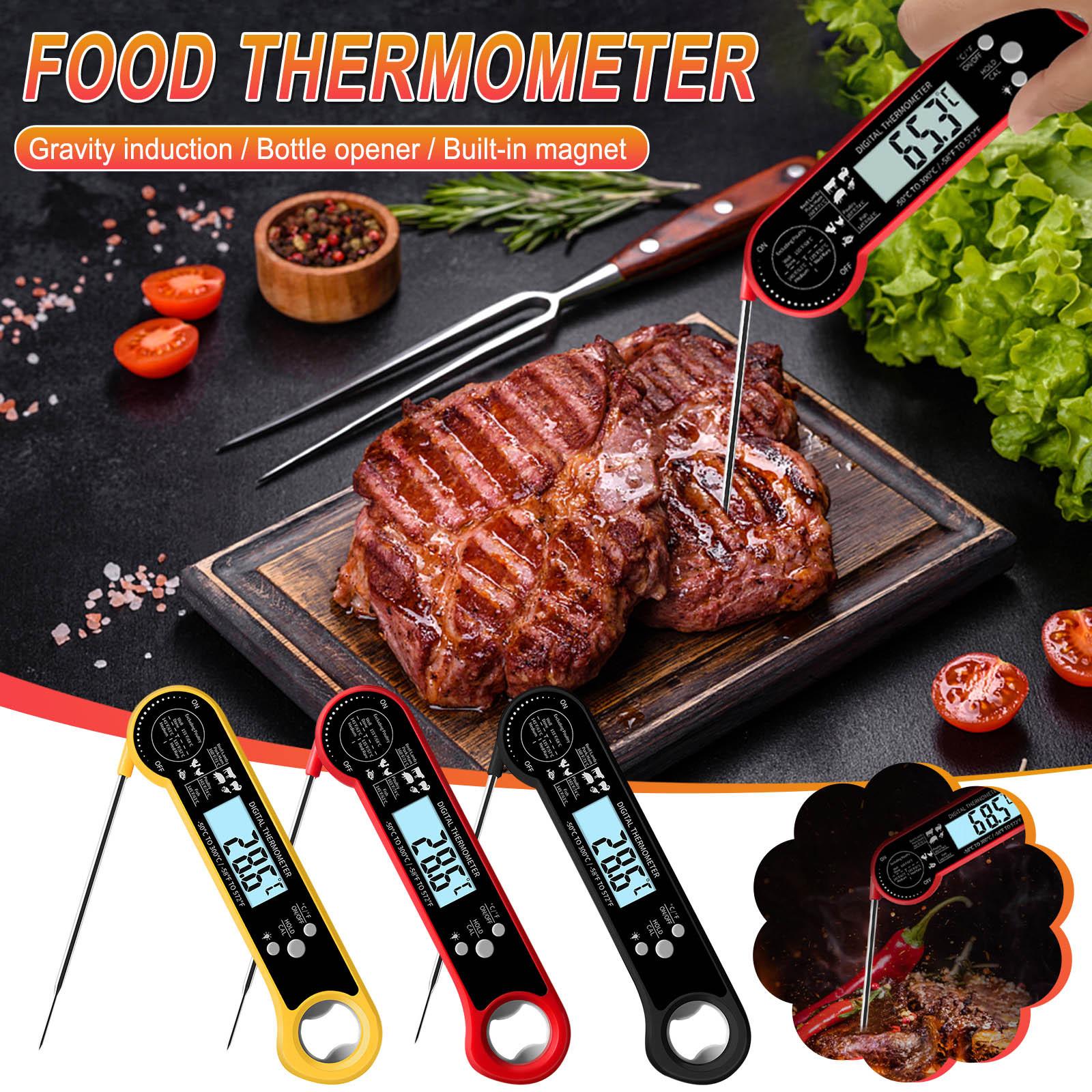 

Кухонні інструменти Електричний Термометр для їжі Термометр для м яса-зонд Складаний зонд Функція калібрування для барбекю Кухонні термометри -50-300 ℃ чорний