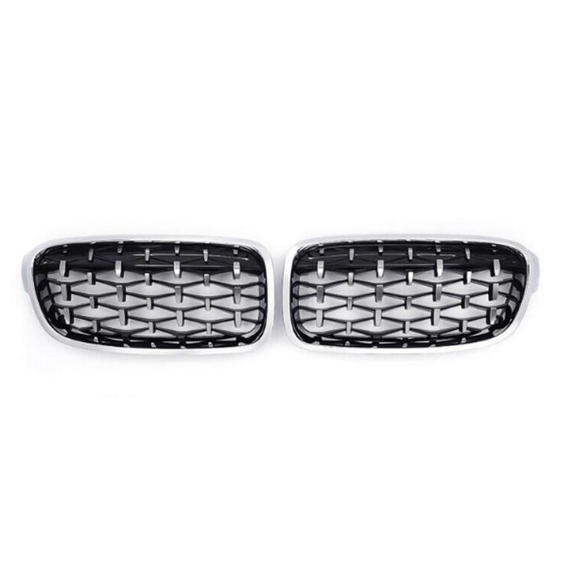 2PCS For BMW F30 F31 F35 F80 2012-2018 Left&Right Diamond Style Grille Car Grille Front Bumper Kidney Grill ABS Parts