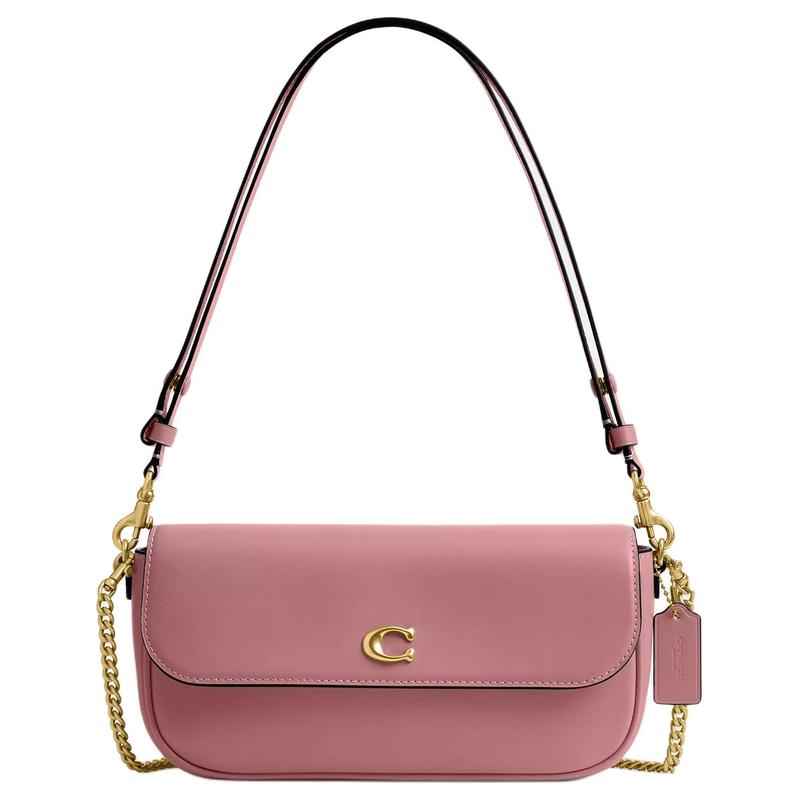 

COACH Brook Flap 24 Detachable Chain Strap Calfskin Shoulder Bag Medium Women s Peony коричневий
