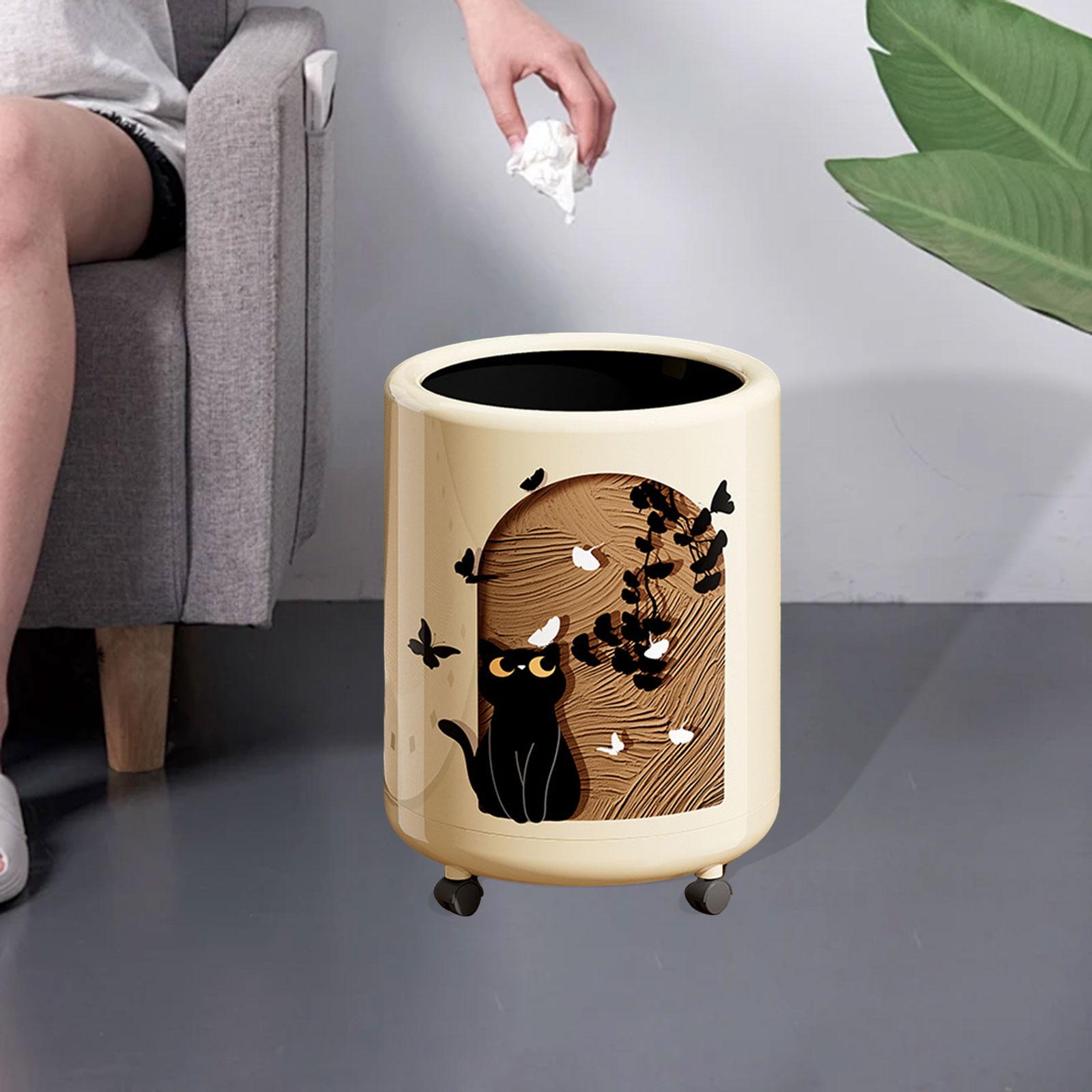 

Polka Dot Trash Can Recycling Bin Double Layer 12L with Wheels Modern Garbage Can Waste Bin for Bedroom Bathroom Kitchen Dorm