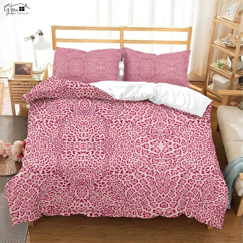Pink Leopard Black Zebra Print Quilt Cover Soft And Comfortable Duvet Cover Pillowcase Bedding Set Machine Washable 3 Pieces