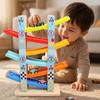 Four-Track Sliding Car Toy Educational Wooden Ramp Race Track Set Racetrack