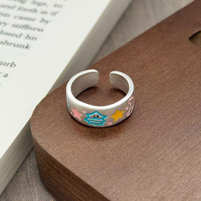 Yunjian Streamer Sweet Wind Niche Design Butterfly Flower Ring Female Enamel Hollow Stacked Ring Tide