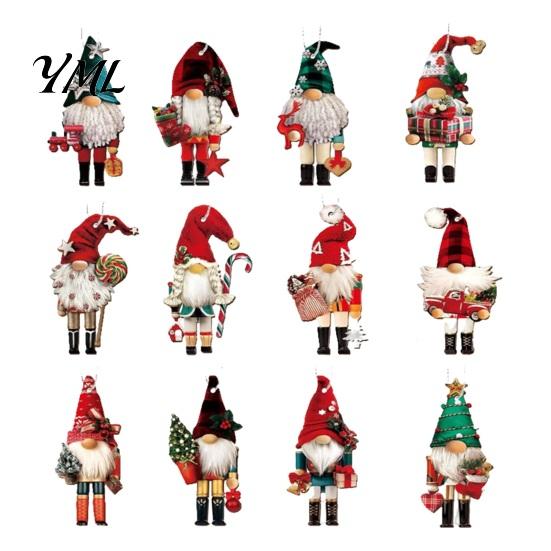 Store Window Christmas Displays 12/24/36Pcs Wooden Nutcracker Gnome Ornament Set for Tree, Retro Hanging Decorations Party Home Decor, Reusable