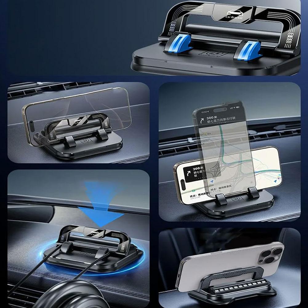 Dashboard Car Phone Holder 360-Degree Rotation Head-Up Phone Mount Stable Universal Auto Phone Stand with Number Plate