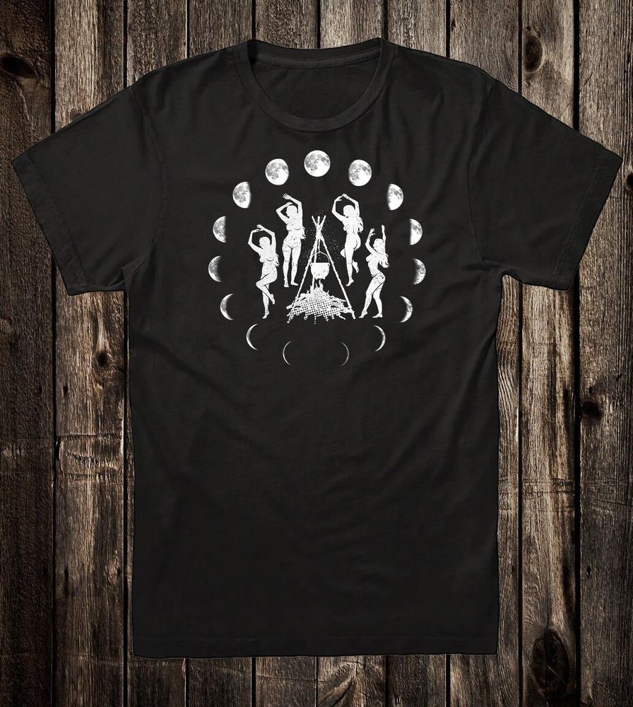 Retro Halloween Tee T Shirt 100% Cotton Goth Witch Lunar Circle Moon Unisex T-Shirt XL