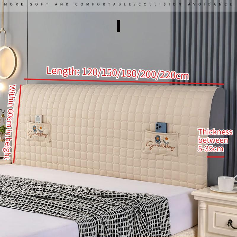 Simple Modern Style Bed Head Cover with Elastic All Inclusive Bedroom Dust-proof and Anti-collision Thickened Universal Headboard Cover with Pocket