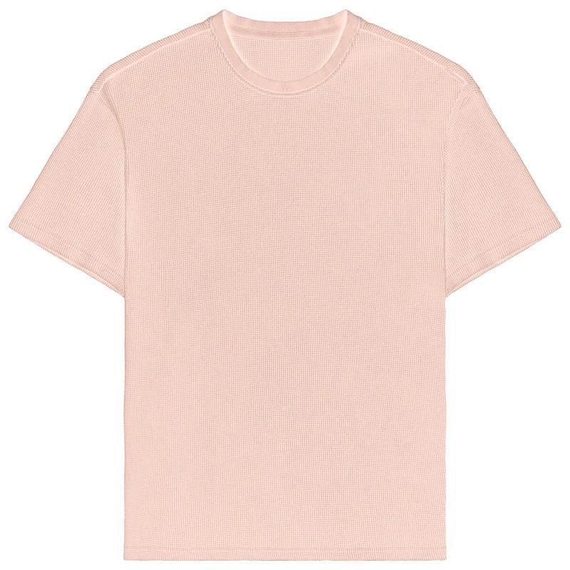Men Casual Solid Color Crew Neck Short Sleeve Waffle T Shirt