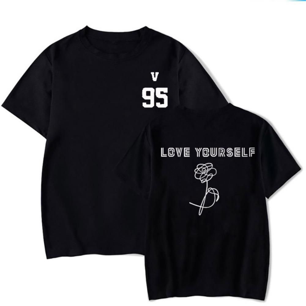 2025 New Women's T-shirt Flower Printed Fashion Versatile Top Love Yourself Text Printed Style Clothing