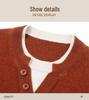 Men's Cashmere-Blend Thick Knit Sweater - Round Neck, Relaxed Fit, Faux Two-Piece, Casual Style
