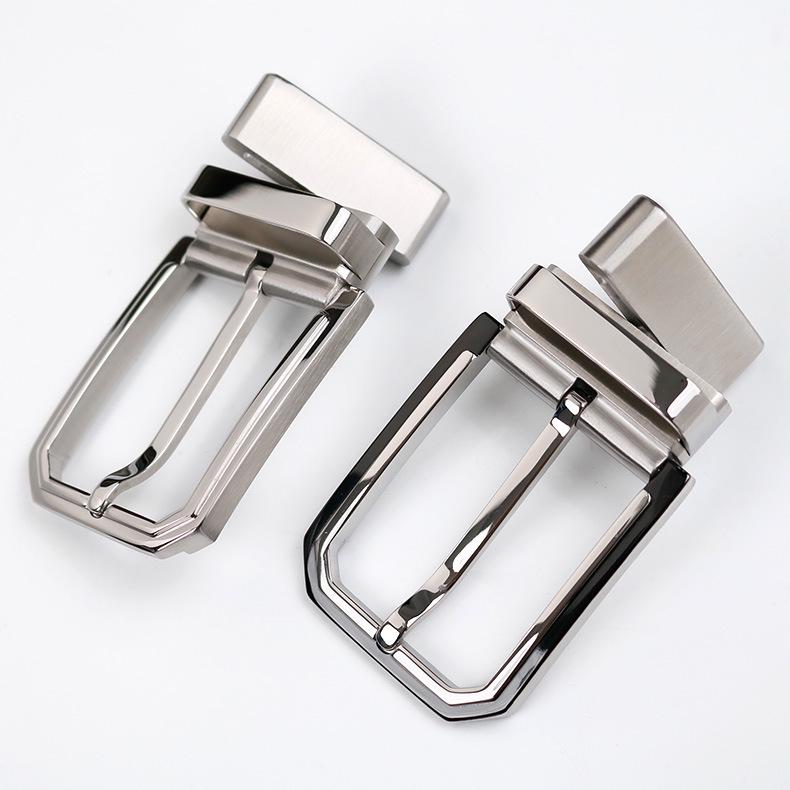 Men's Stainless Steel Double-Sided Rotating Pin Buckle for Perforated Belts
