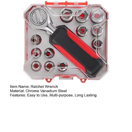 Interchangeable Ratchet Wrench with Non Slip Handle Universal 1/4 Inch Drive Impact Sockets 4-13mm Metric Socket Wrench Set