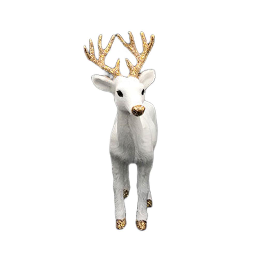 Realistic Reindeer Figures Christmas Decorations Plush Deer Model Collectible Table Desk Ornaments Home Decors Gift