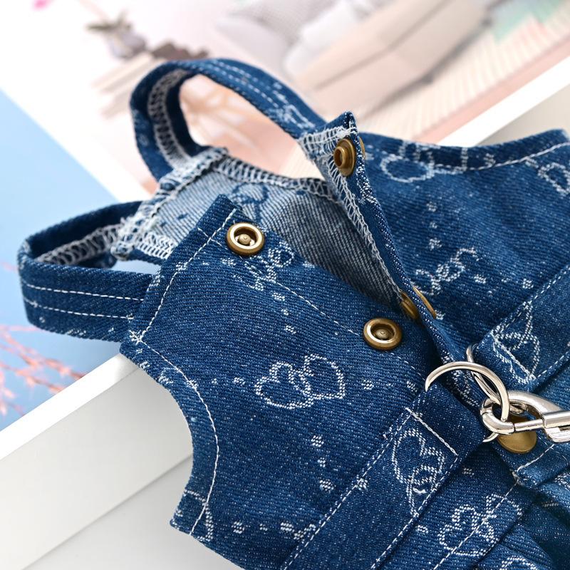 Pet Cat Small Dog Dog Clothes Can Be Towed Denim Vest Skirt New Manufacturer Explosion