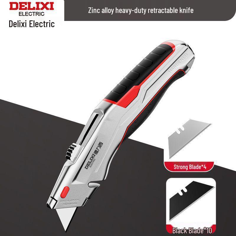 Heavy-Duty Industrial Folding Utility Knife with Thick All-Steel Retractable Blade for Electricians and Cable Work.