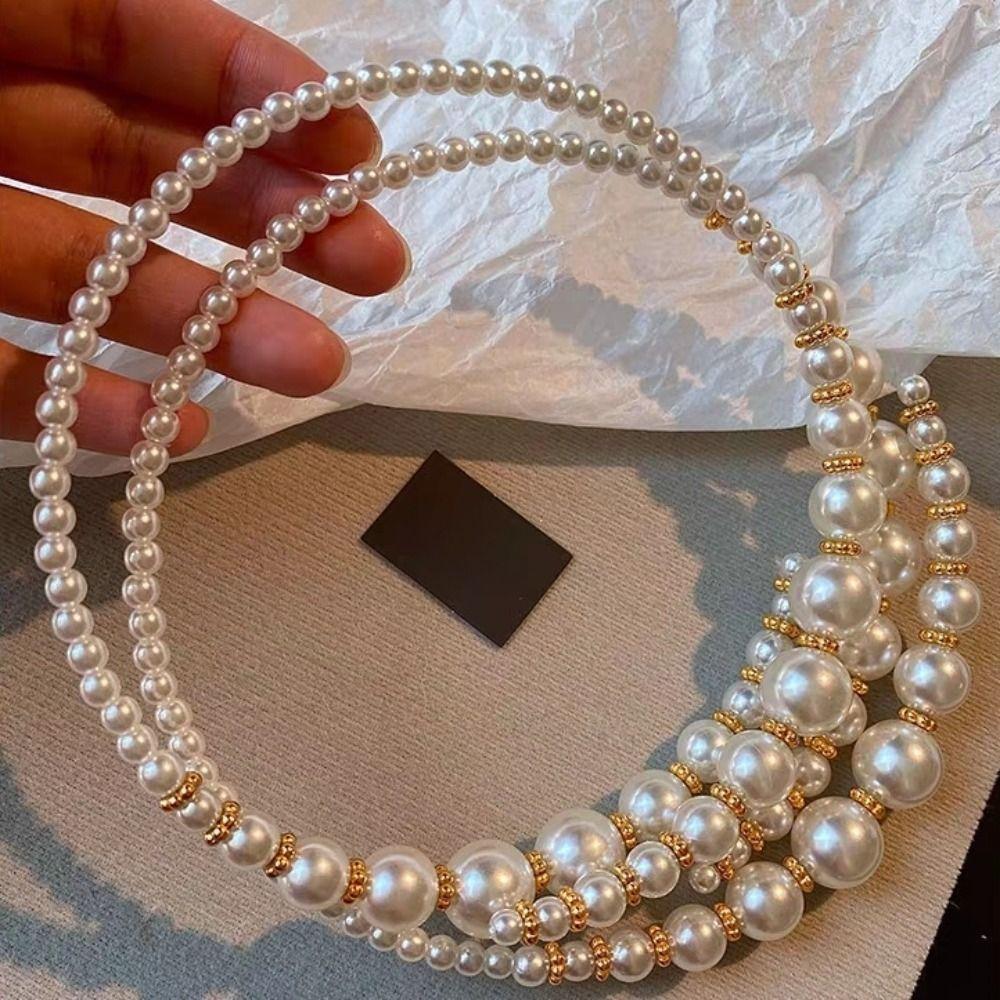 Open Pearl Beaded Necklace Asymmetric Women Neck Jewelry Fashion Pearl Choker Necklace  Ladies