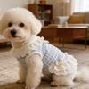 Breathable Pet Dog Vest Bow Lace Design Cat Checkered Clothes Pet Lace Skirt  Daily Wear