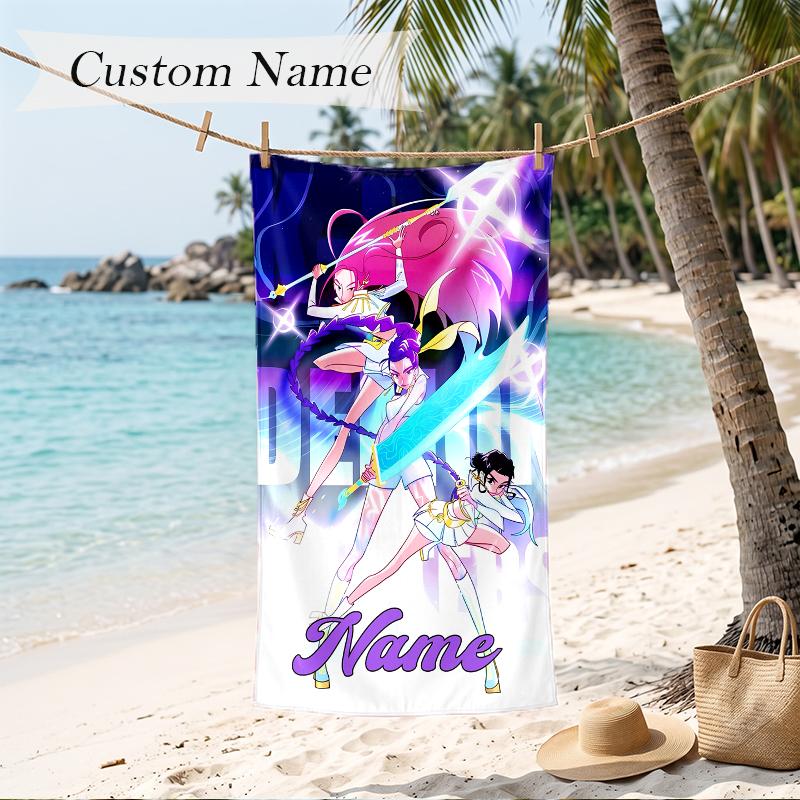 HUNTRIX Custom Name Printed Beach Towel Personalized Soft Towel For Swimming Beach Travel
