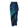 2Pcs/Set Women Printing Monokini with Skirt Sling Bandeau One-Piece Hot Spring Swimsuit with Beach Cover Up