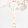 Fashion Crystal Hand Chain Bracelet Ring For Women Girl Simple Gold Color Handmade Link Chains Connecting Bracelets Hand Jewelry
