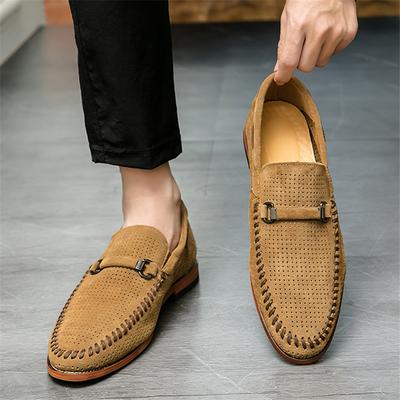 Zapatos de Moda Nuevos Calados Transpirables de Ante Piel Genuina Para hombre Mocasines Calzado para Boda Fiesta de Graduación Fiesta de Regreso a Casa