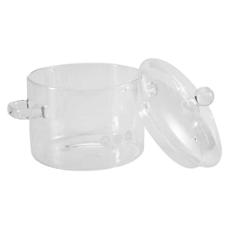 A20F-Glass Saucepan With Cover,Stovetop Cooking Pot With Lid And Handle Simmer Pot Clear Soup Pot High Borosilicate