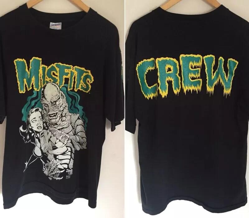 Misfits Creature Black Lagoon Черный 2-сторонний 90-х Редкий Дизайн Футболка Репринт S-5XL Унисекс Футболка M