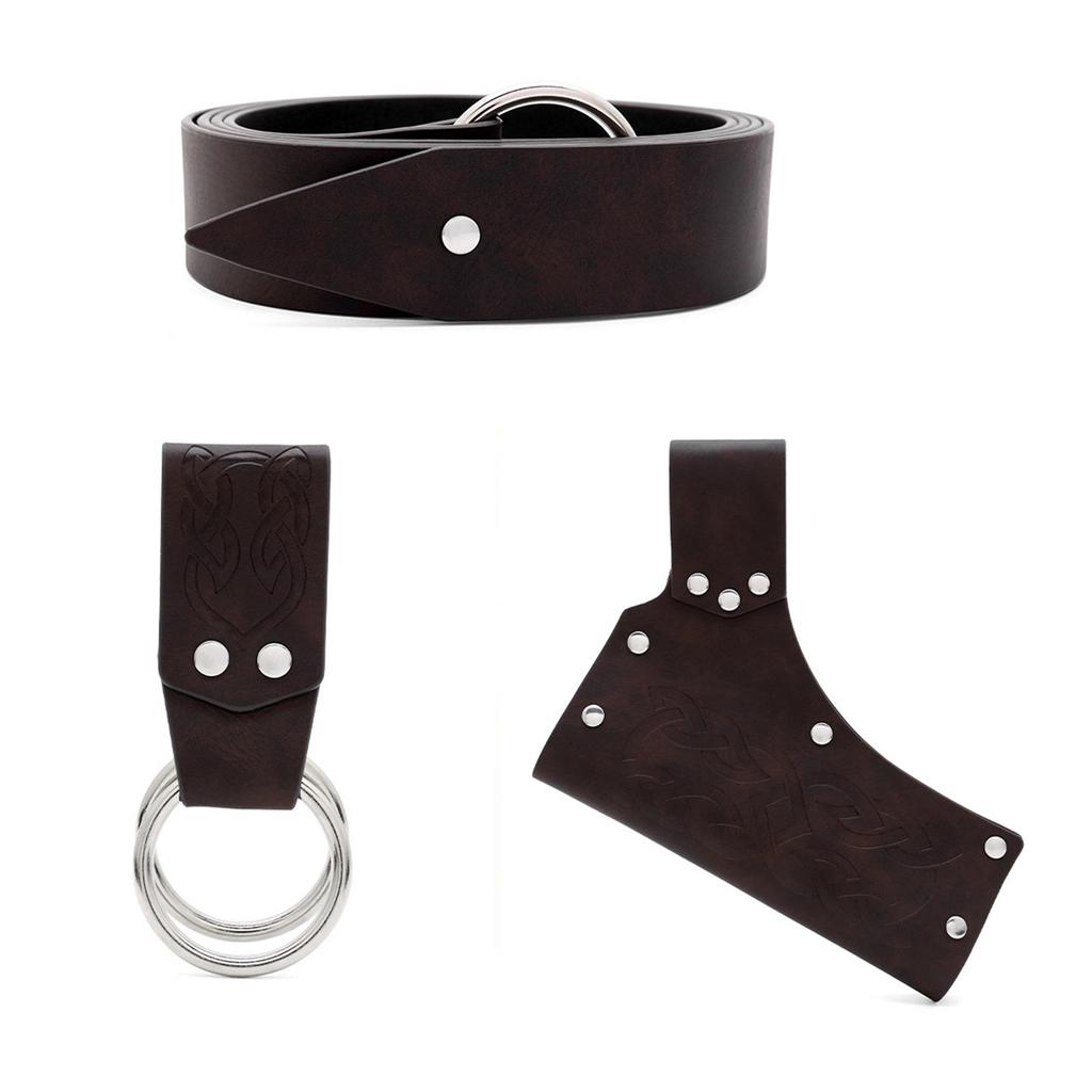 Renaissances Vikinges Costume Accessory Medieval Pirate Leather Belt Swords Frogs Halloween Renaissances Cosplay Costume