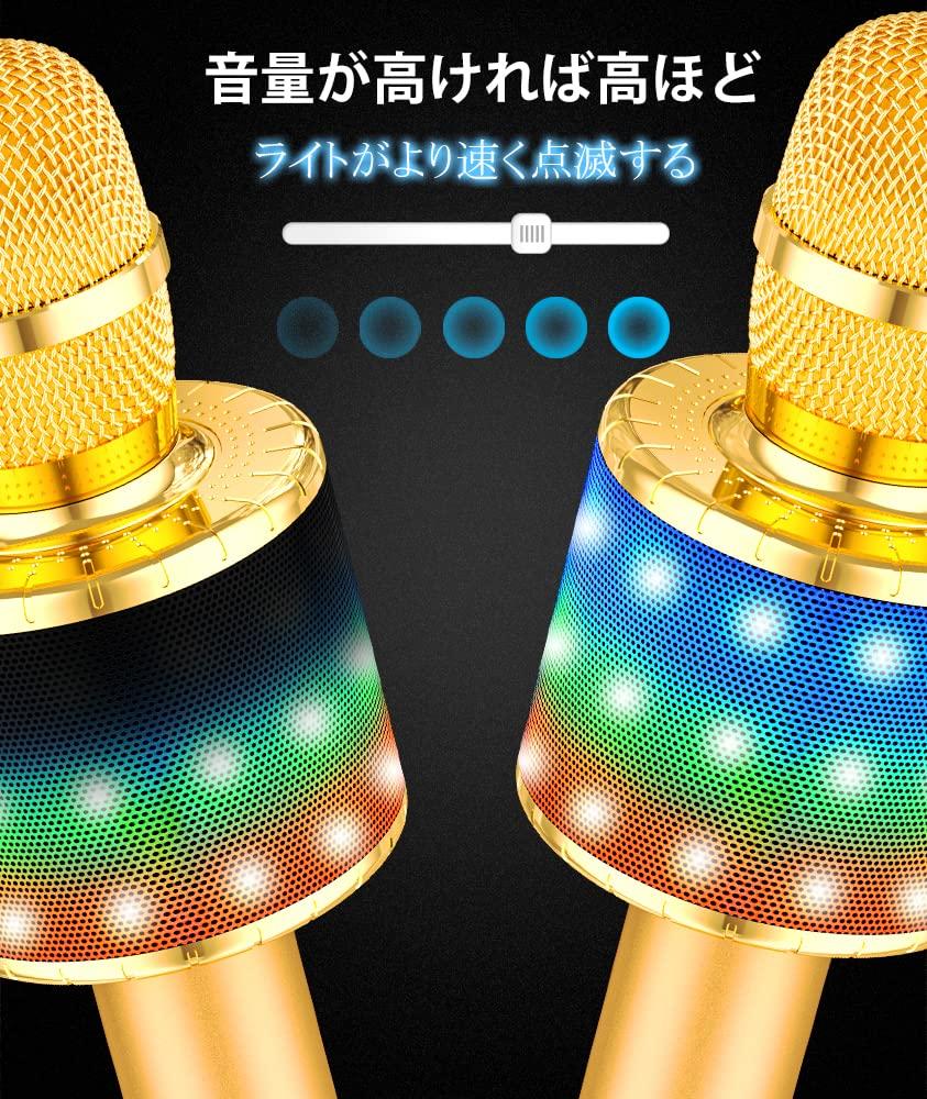 Verkstar Karaoke Microphone, Bluetooth Wireless Microphone with LED Light and Earphone Jack, TF Card Compatible, Compatible with Android, iPhone, and