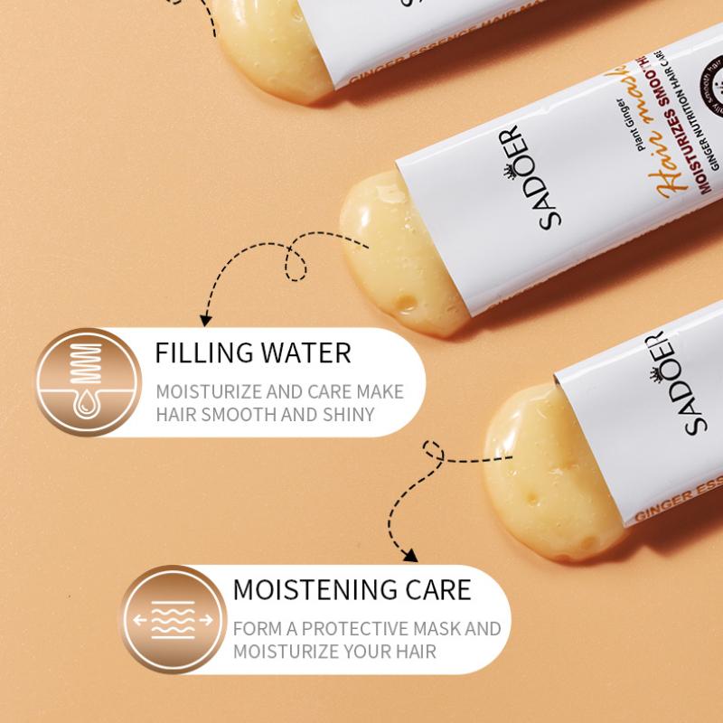 Zázvorová maska na vlasy 10g SADOER zlepšuje krepatění a uhlazuje v přenosném jednotlivém proužku