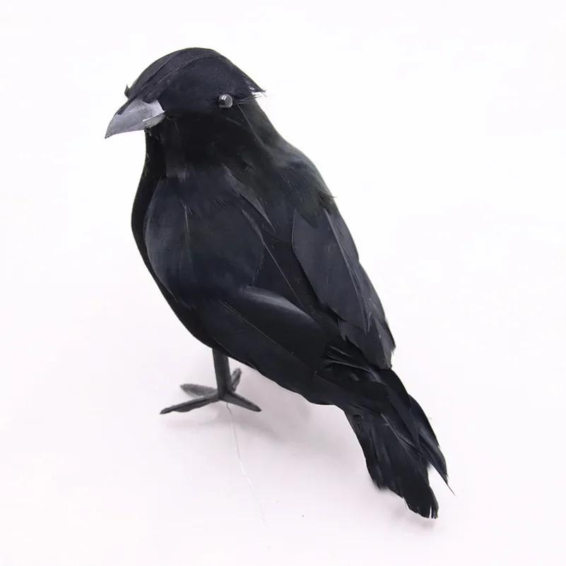 Small Simulation Fake Bird Realistic Halloween Black Crow Model Home Decoration Animal Creepy Toy